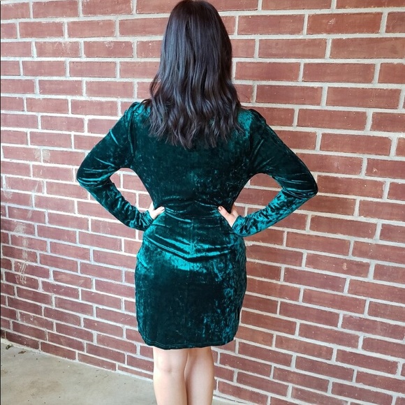 LAST 1* LONG SLEEVE TWISTED VELVET DRESS - Picture 7 of 7